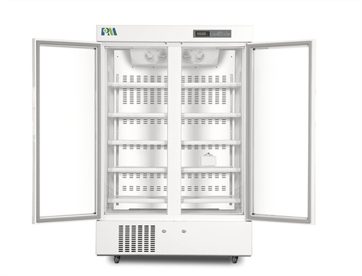 2-8 Kapazitäts-vertikale Apotheken-medizinischer Kühlschrank Grad-Selbst-Frosts 1006L mit doppelter Glastür