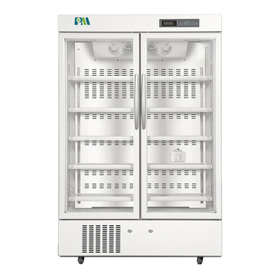 2-8 Kapazitäts-vertikale Apotheken-medizinischer Kühlschrank Grad-Selbst-Frosts 1006L mit doppelter Glastür